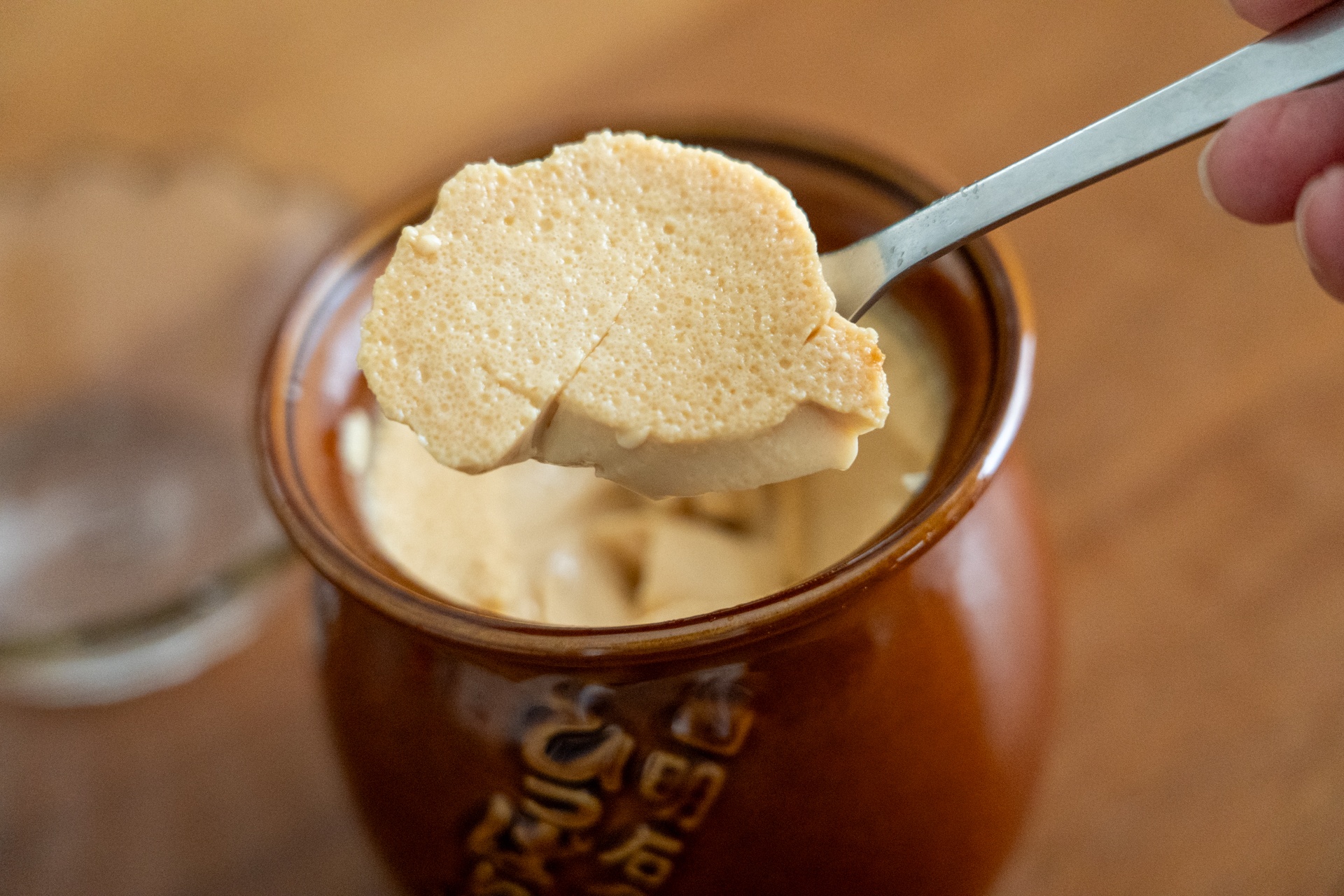 ひっぱりだこ飯の容器で作ったプリン