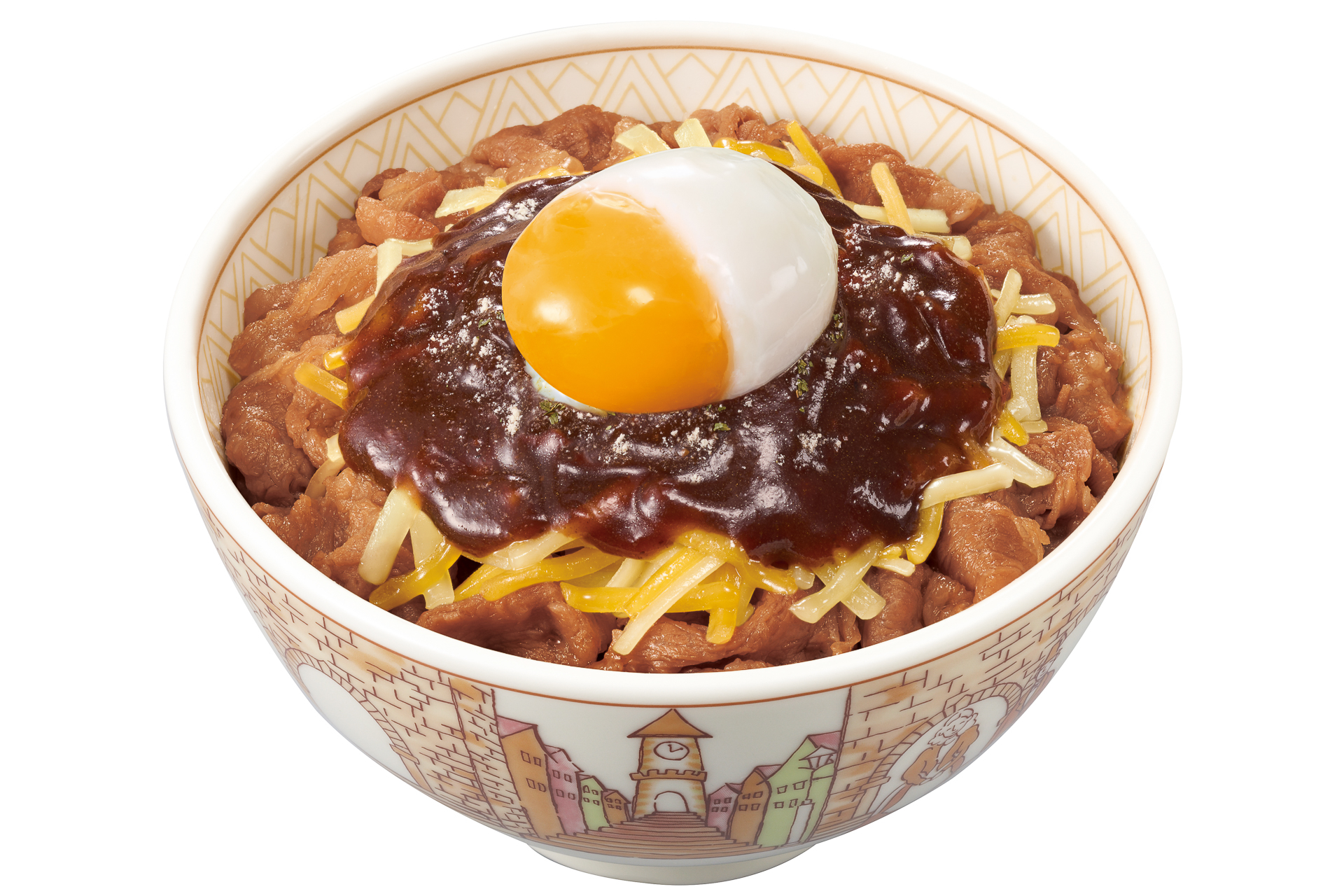 すき家「おんたまデミグラスチーズ牛丼」