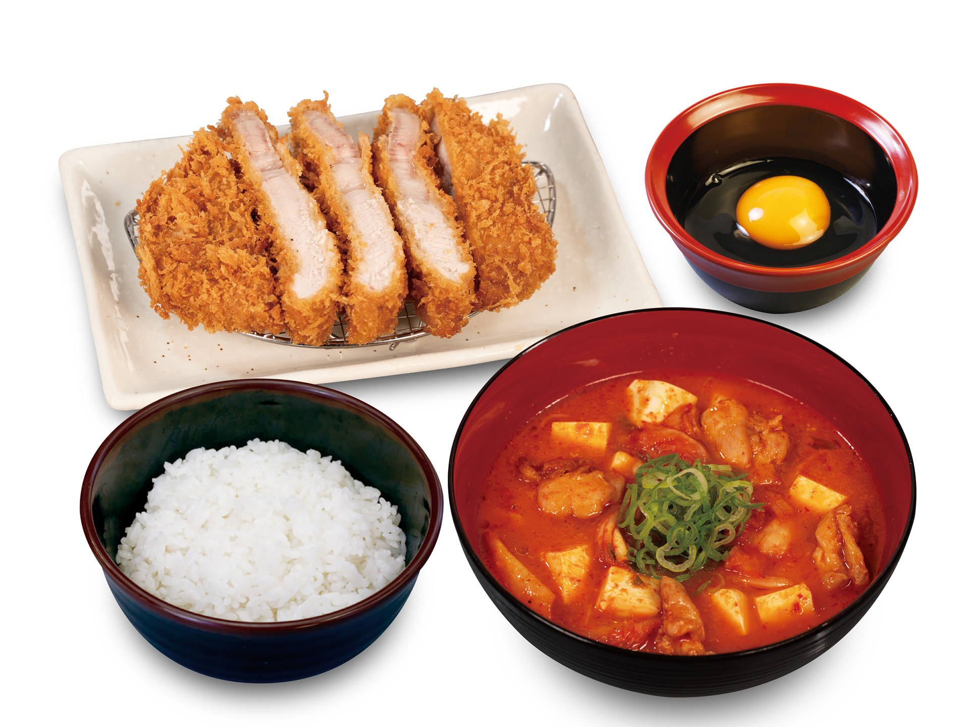 「鶏豆腐キムチチゲ超厚切りリブロースかつ定食」（1290円）