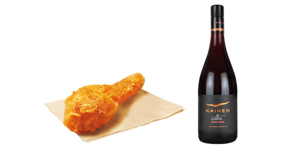 「オリジナルチキン」×「カイケン・ウルトラ・ピノ・ノワール（アルゼンチン・赤ワイン）」の組み合わせ