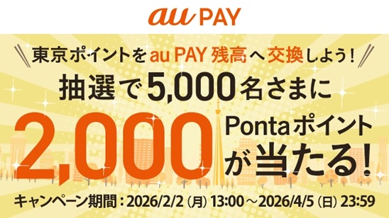 au PAYで東京ポイント交換キャンペーン！