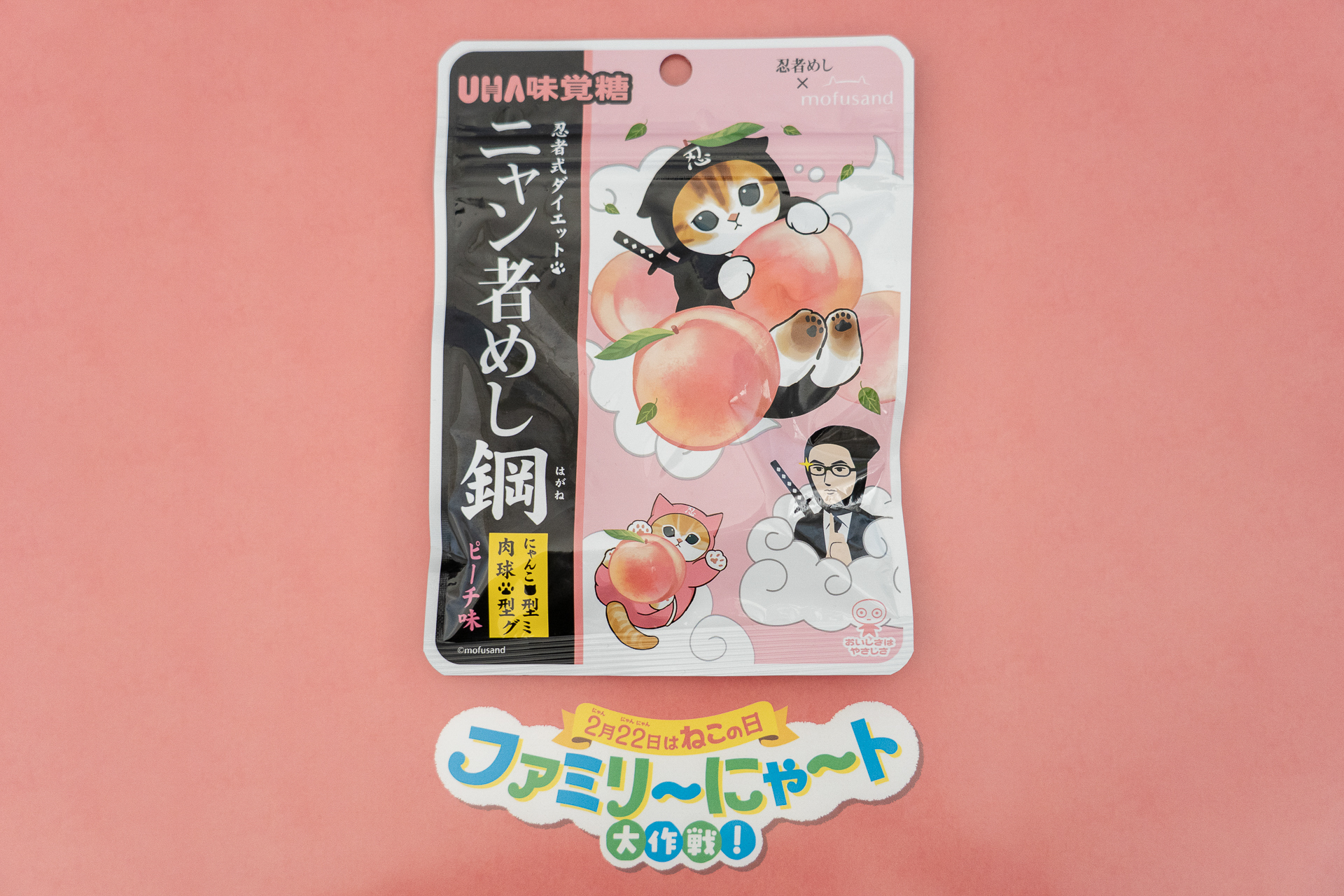 ピーチ味のハードグミで集中力アップを狙おう！にゃんこ型と肉球型の2種類がある