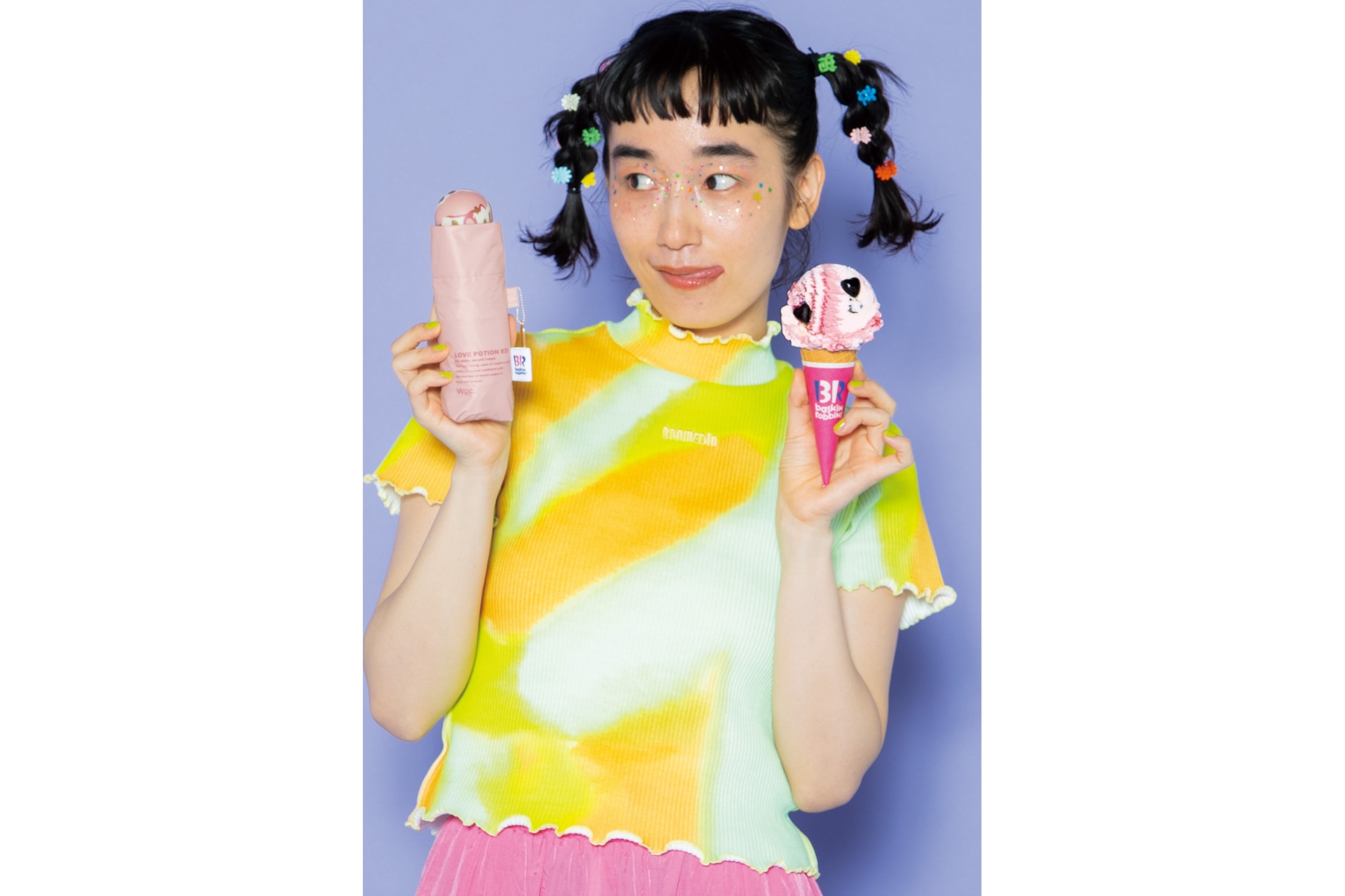 持ち手がサーティワンの人気フレーバーのアイスクリームのようになっている