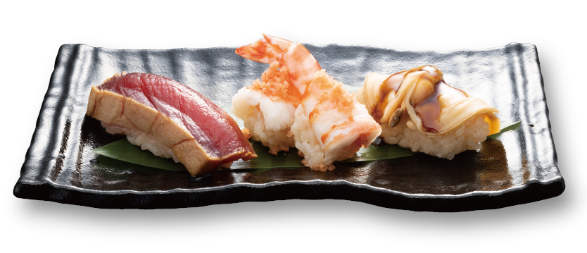 「江戸前三貫盛り 豊洲」（935円）