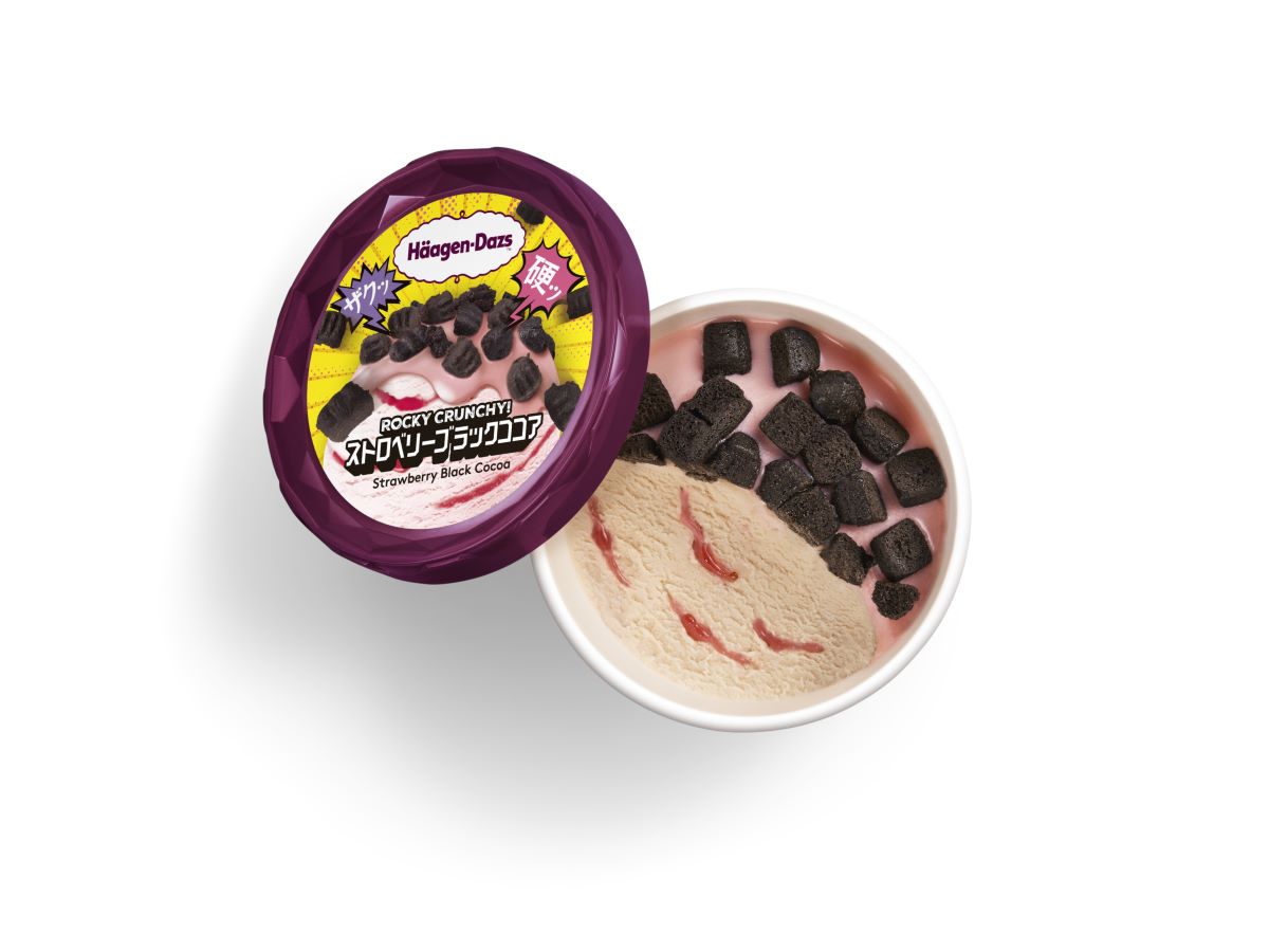 ハーゲンダッツ「ミニカップ ROCKY CRUNCHY！『ストロベリーブラックココア』」（373円前後）