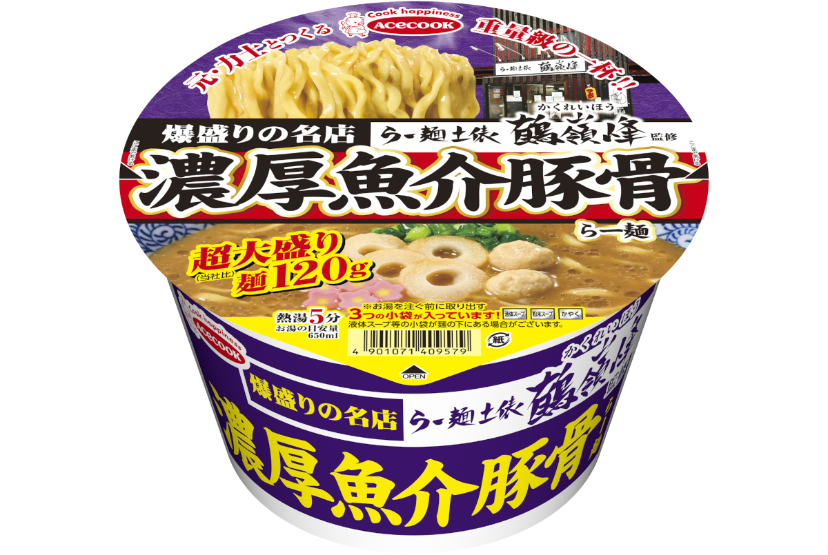 エースコック「爆盛りの名店 らー麺土俵鶴嶺峰監修 濃厚魚介豚骨らー麺」