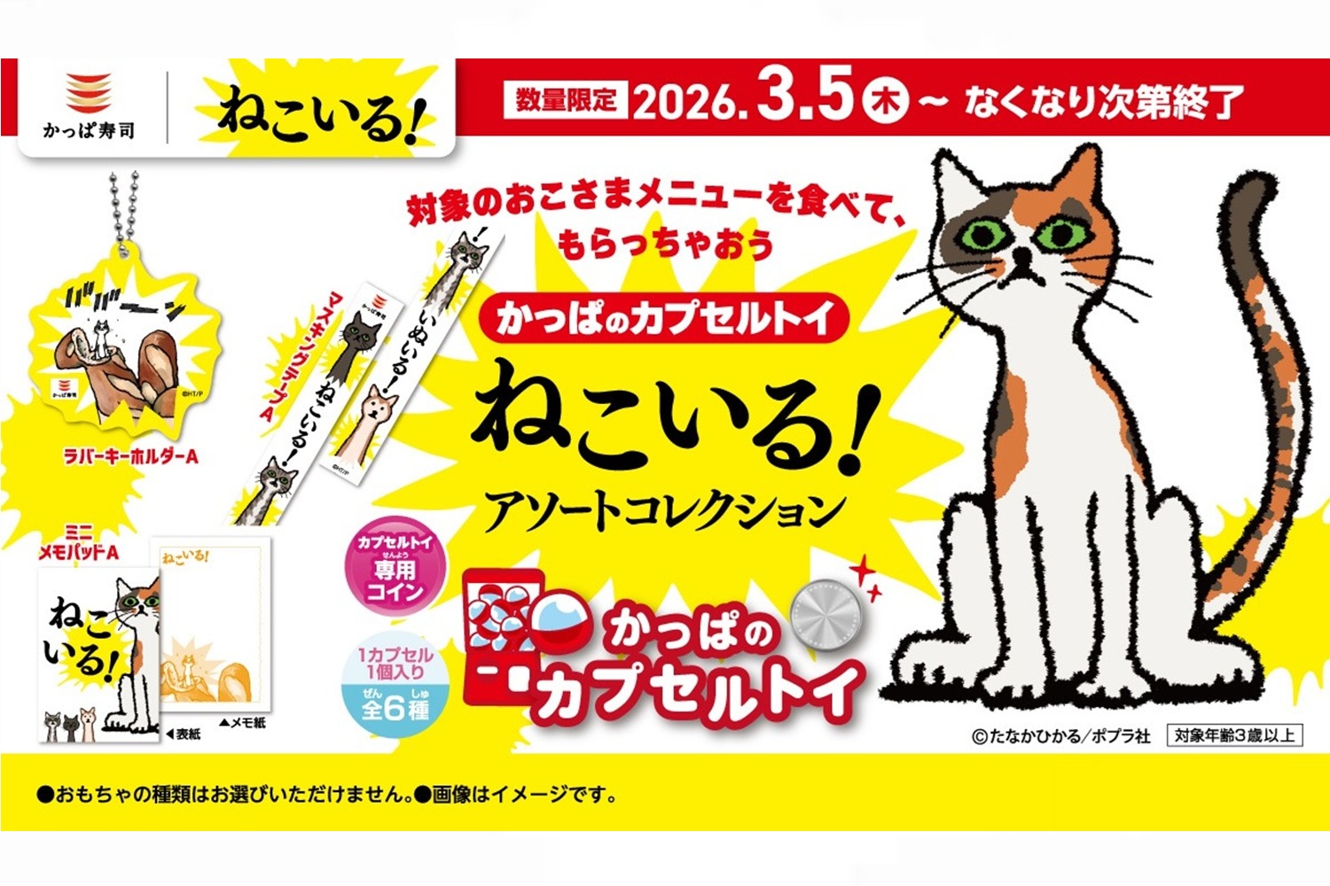 かっぱ寿司「かっぱのカプセルトイ ねこいる！アソートコレクション」