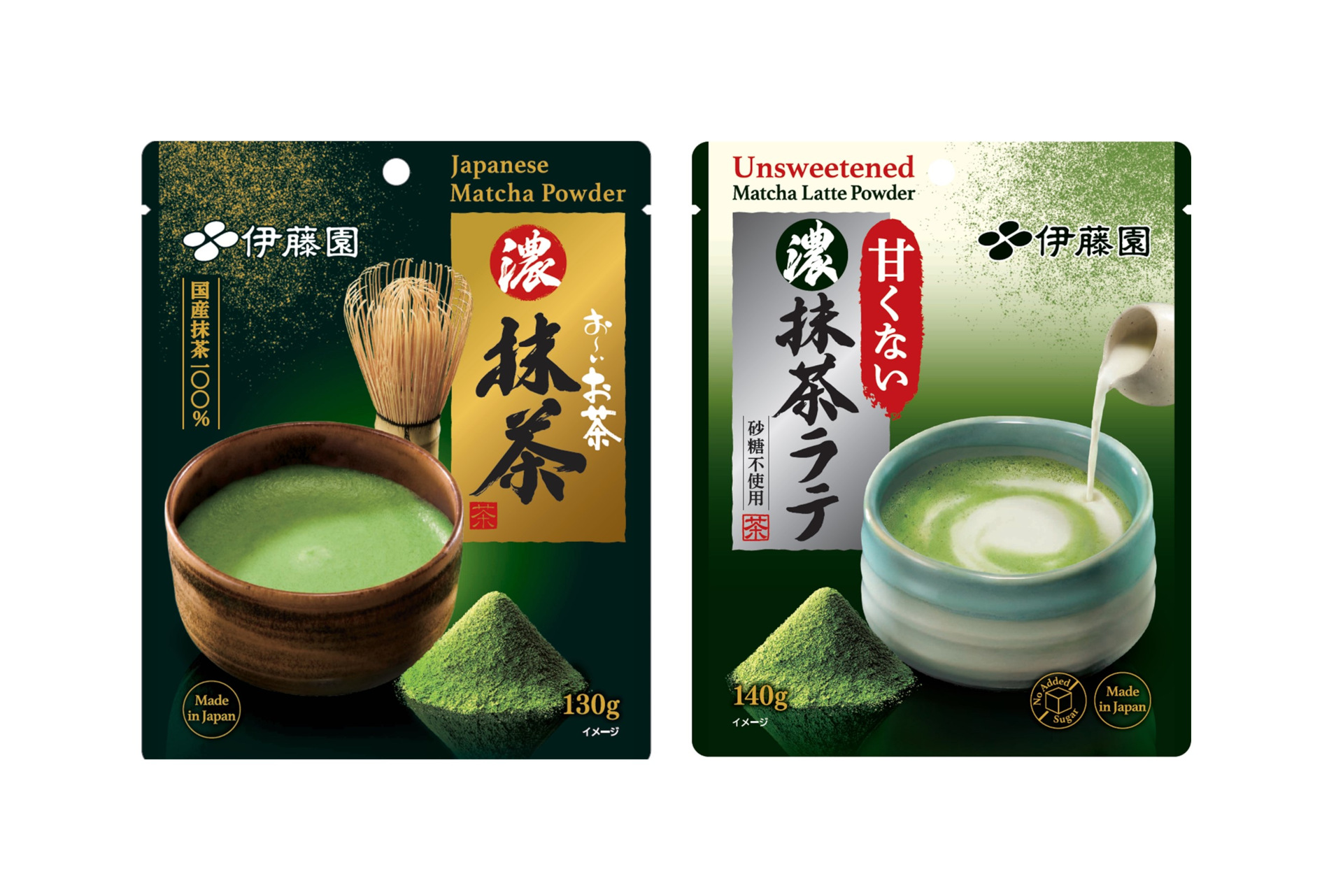 伊藤園「お～いお茶 濃抹茶」「甘くない 濃抹茶ラテ」