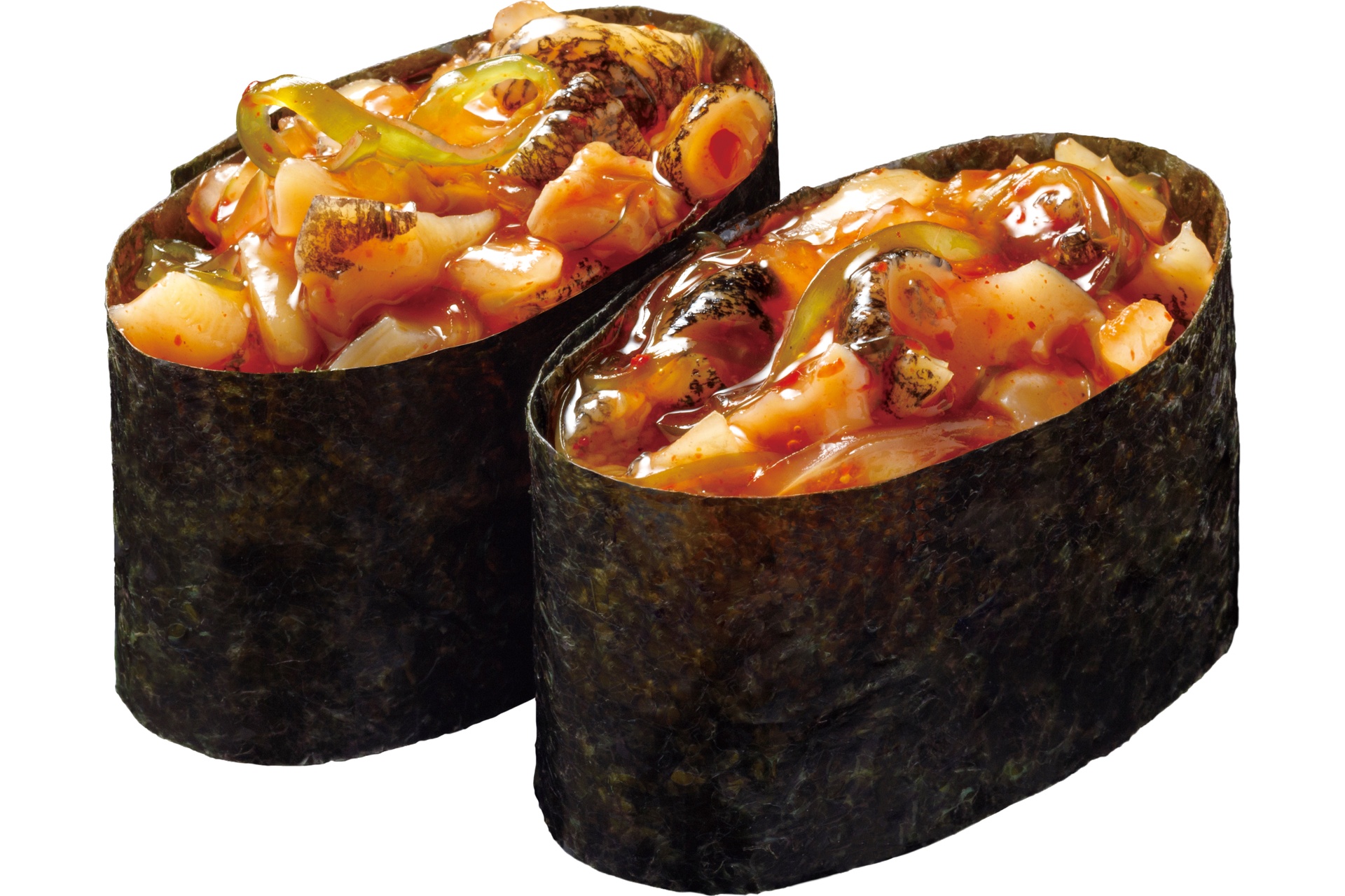 北海道産つぶ貝のキムチ和え軍艦