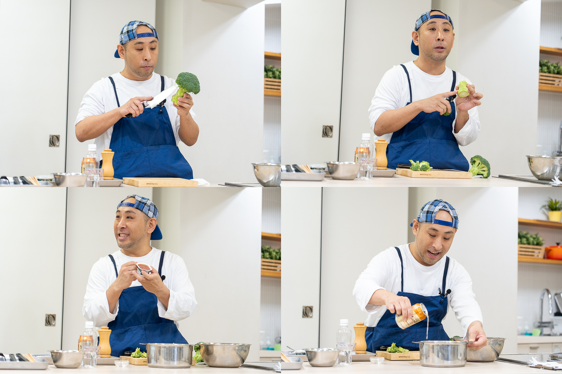 目の前で「コンビーフとブロッコリーのビール蒸し」実演