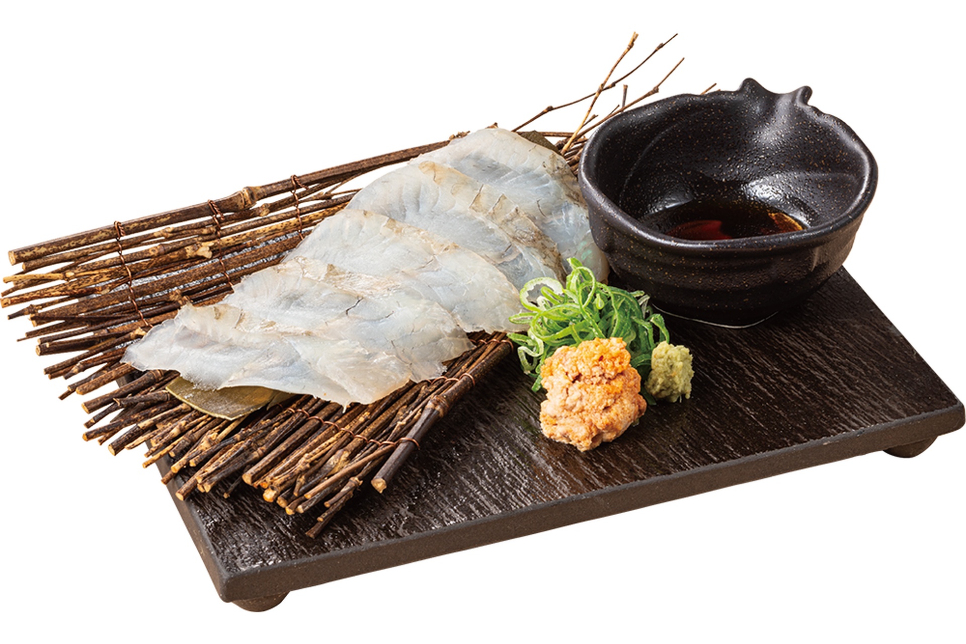 あん肝ポン酢で愉しむ、平目の昆布〆刺身