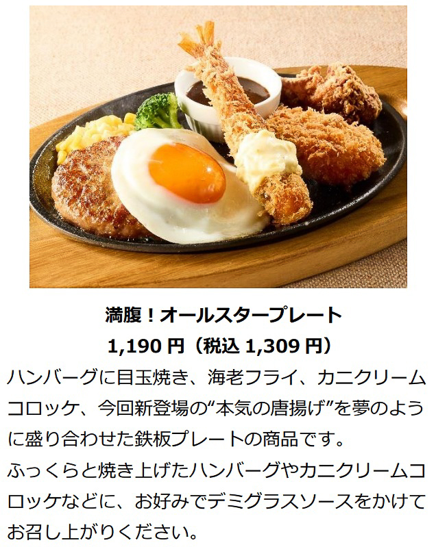 ハンバーグをガッツリと味わえる新メニュー