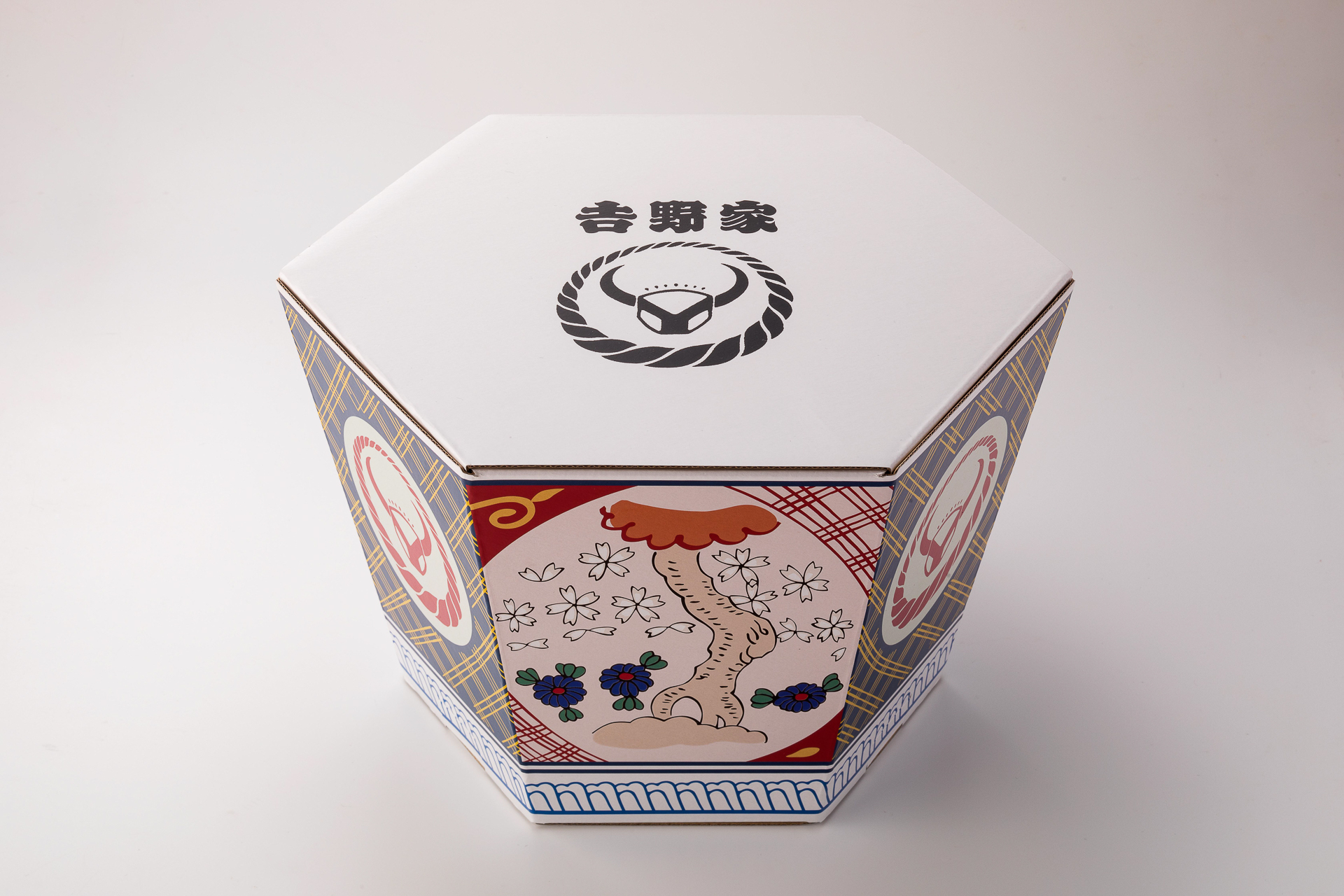 「吉野家御祝丼（並）」「吉野家茶碗」が含まれるセット商品は、通販限定の特製どんぶり柄箱に梱包してお届け