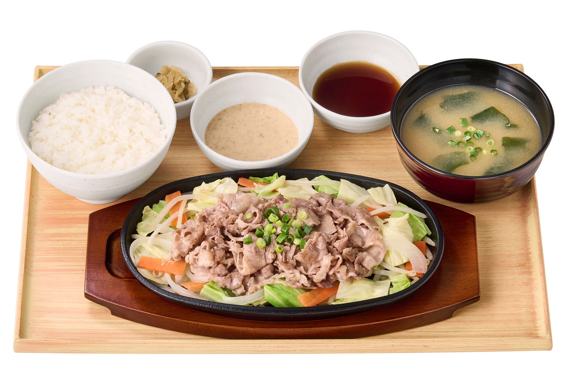 「～1/2日分の野菜が摂れる～牛焼きしゃぶ定食（ごまだれ/ぽん酢）」（1250円）