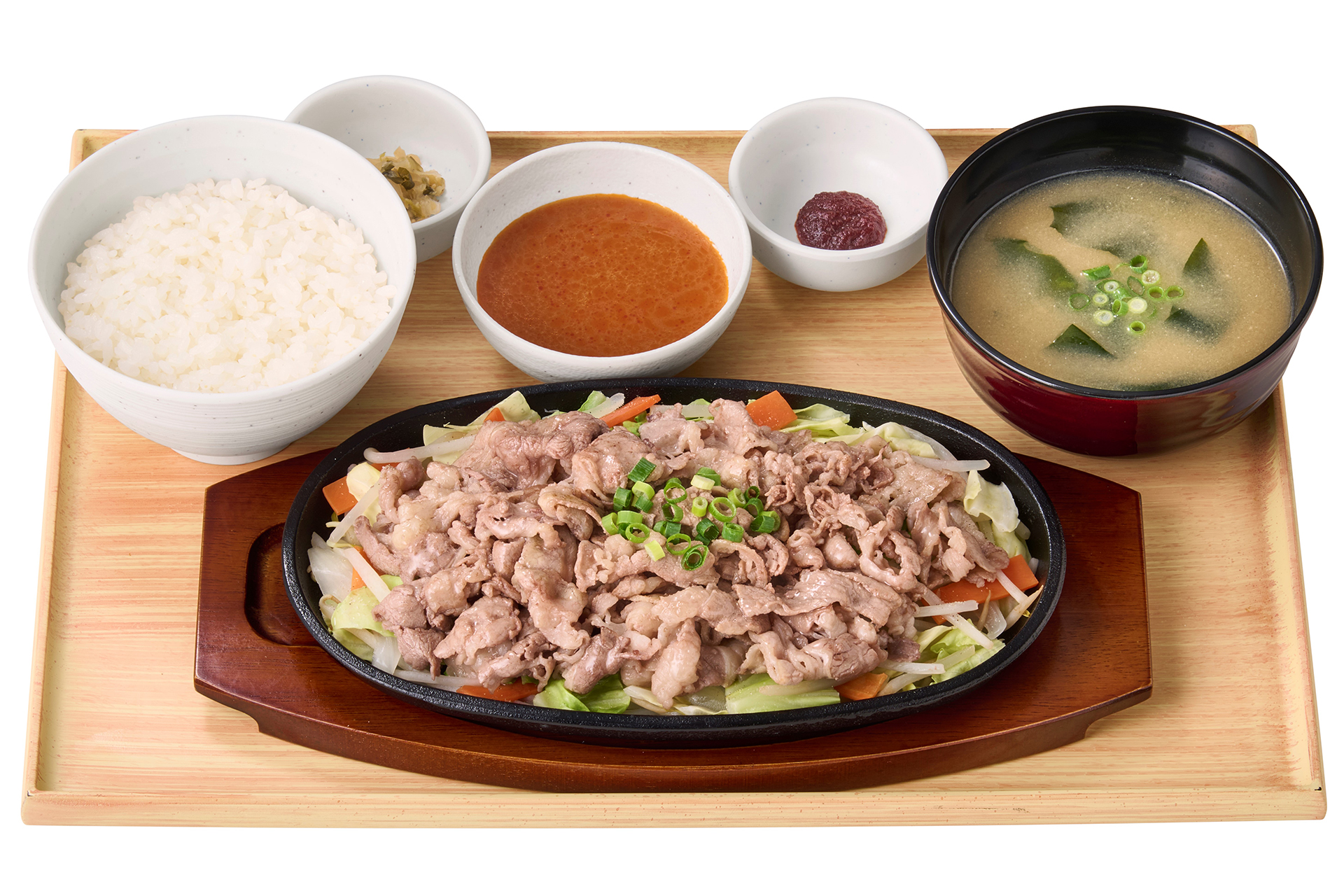 やよい軒「～1/2日分の野菜が摂れる～【お肉2倍】牛焼きしゃぶ定食（特製味噌だれ/辛子味噌）」（1950円）