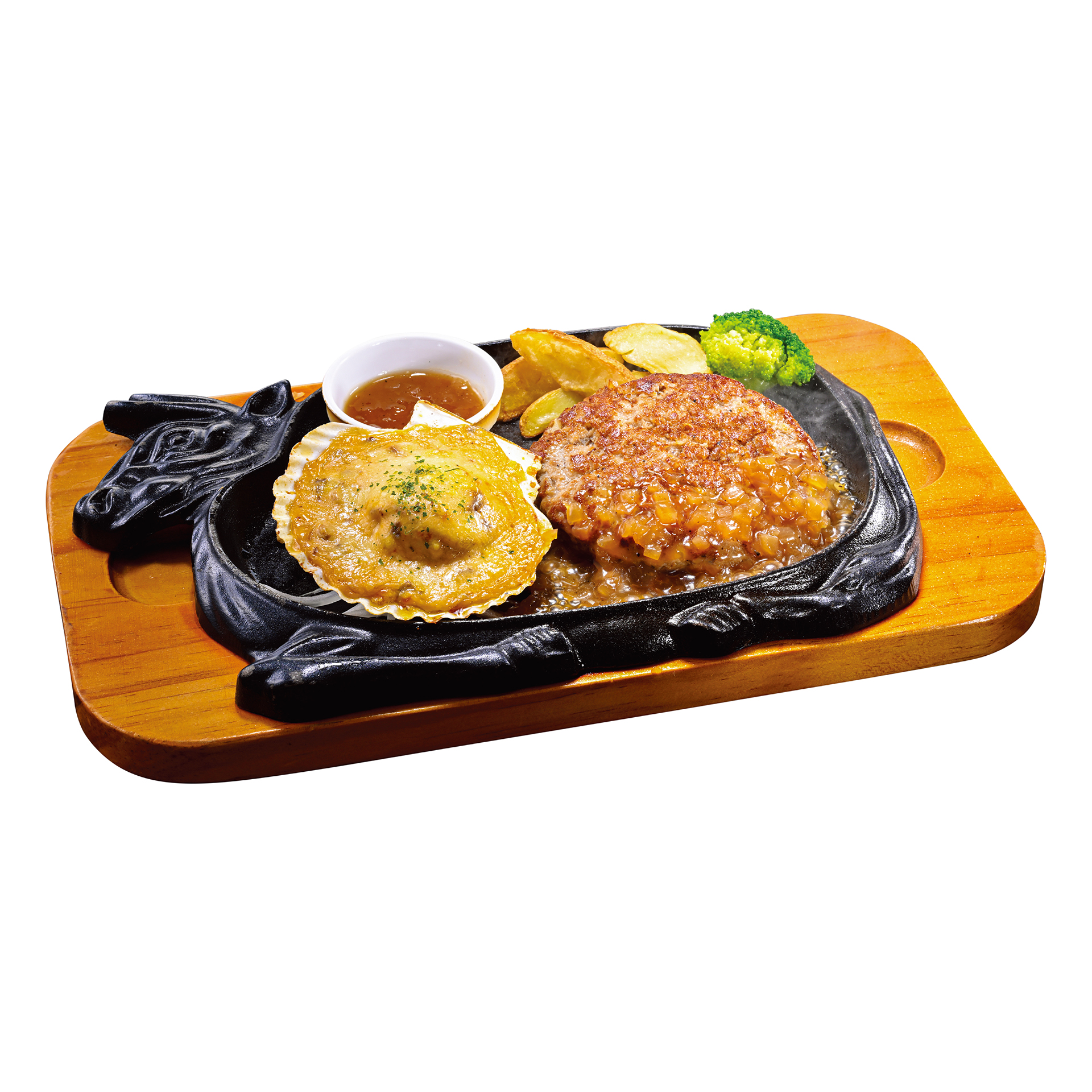 「殻付きホタテ＆手ごねハンバーグ150g」（1309円）