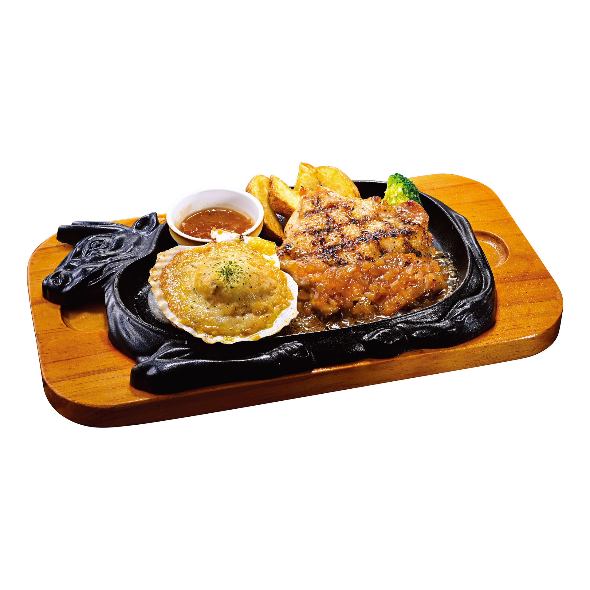 「殻付きホタテ＆グリルチキン200g」（1353円）