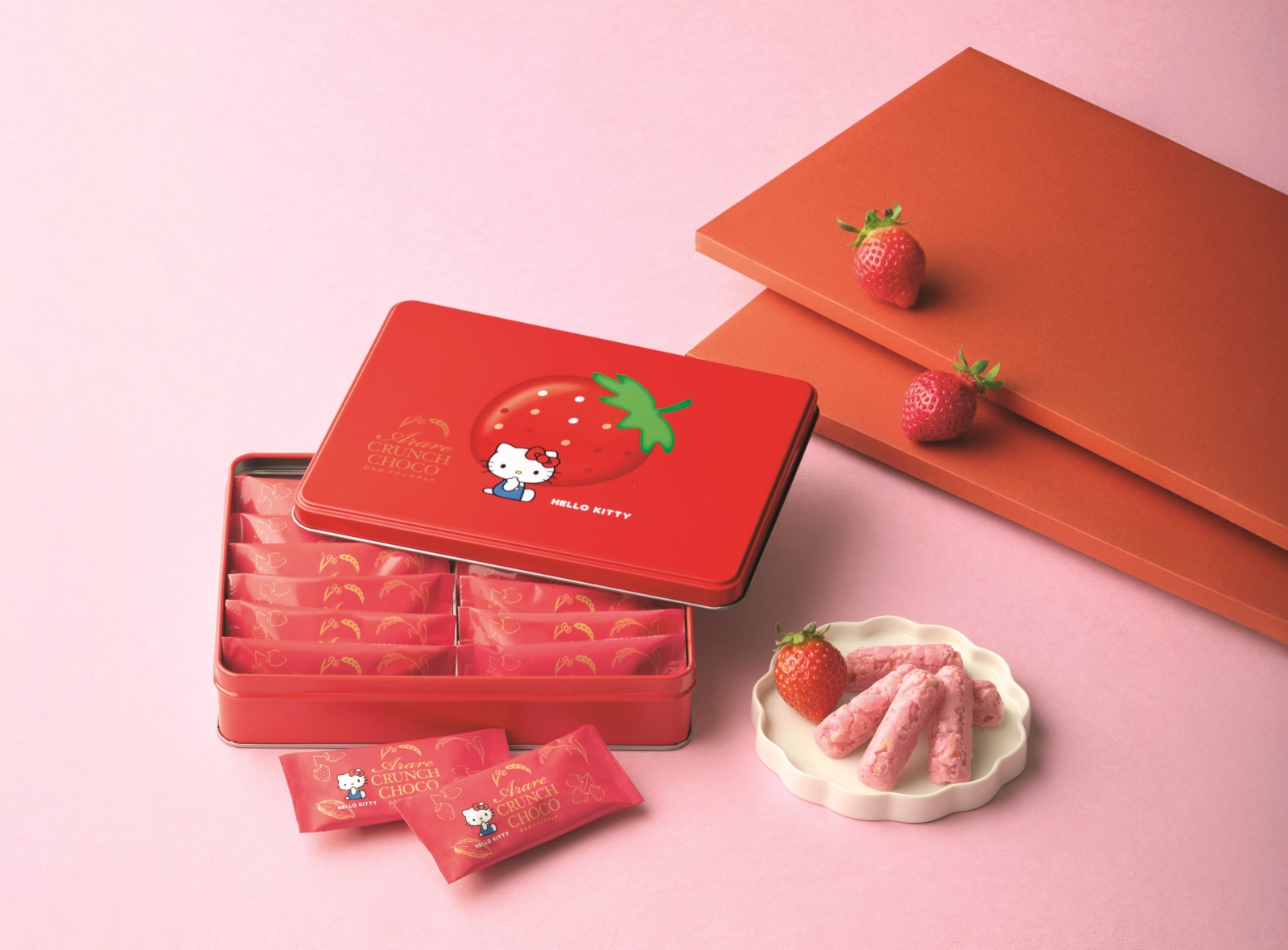 あられクランチチョコ いちご味 ハローキティ 缶