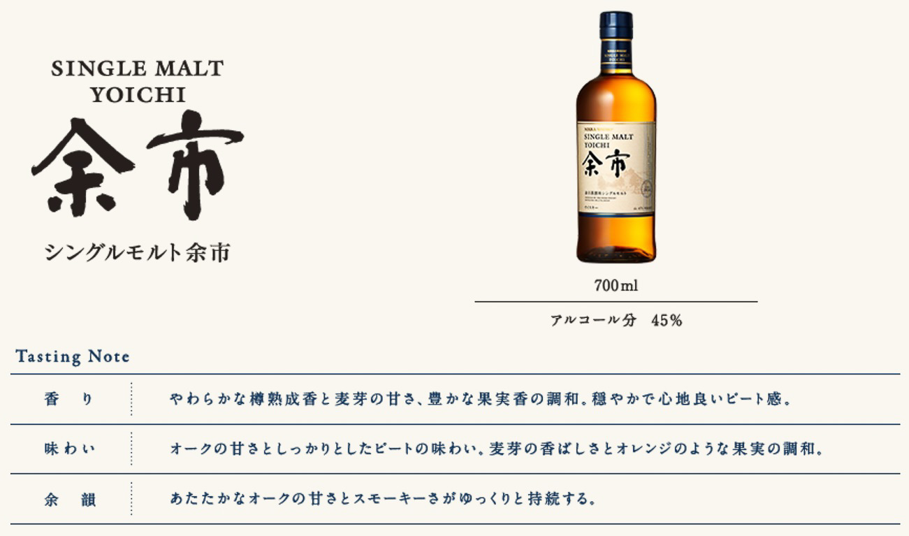 「シングルモルト余市」のテイスティングノート