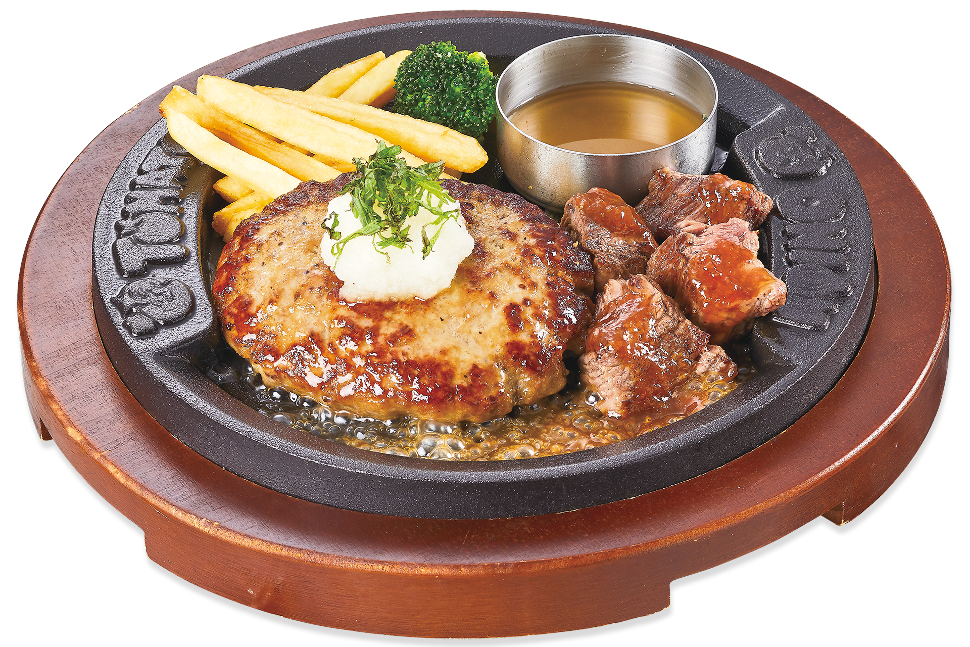 “黒毛和牛＆国産黒豚”幸せのハンバーグ＆ビフテキ（とろみ柚子おろし）