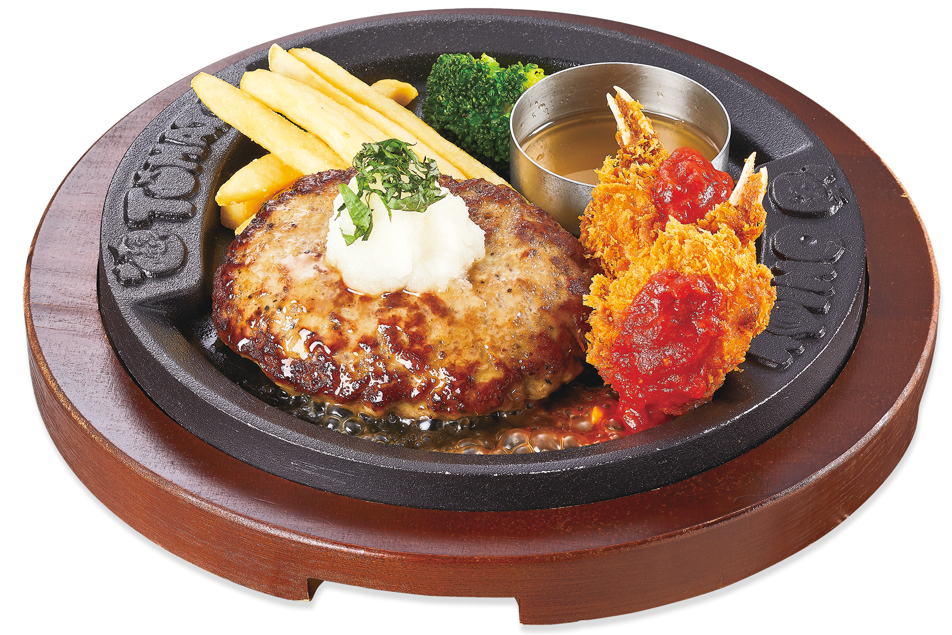 “黒毛和牛＆国産黒豚”幸せのハンバーグ＆カニ爪クリームコロッケ（とろみ柚子おろし）