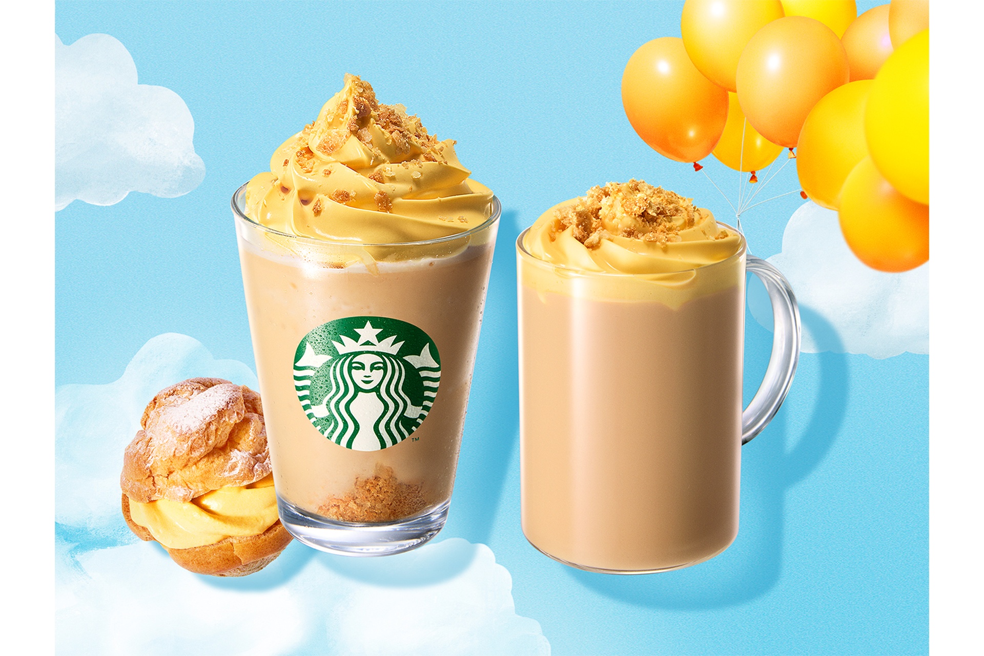 スターバックスの「シュークリーム フラペチーノ」「シュークリーム ラテ」