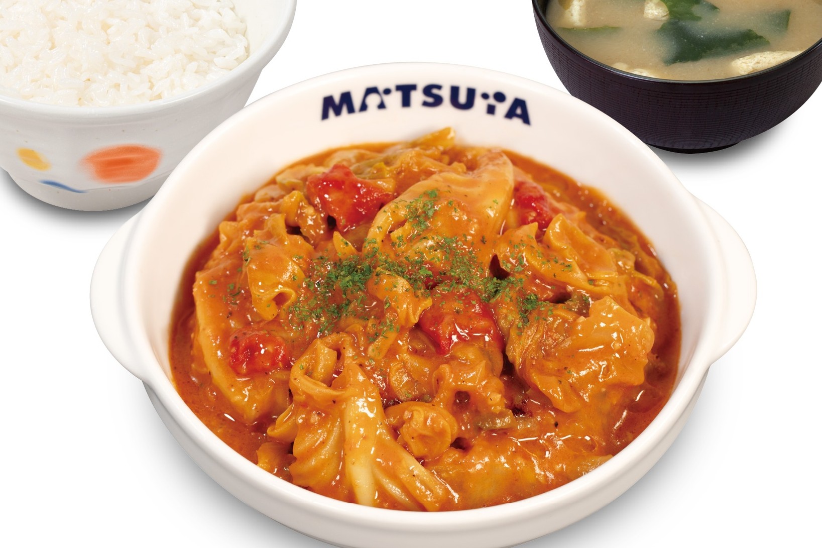 松屋の「煮込みキャベツのトマトハンバーグ定食」