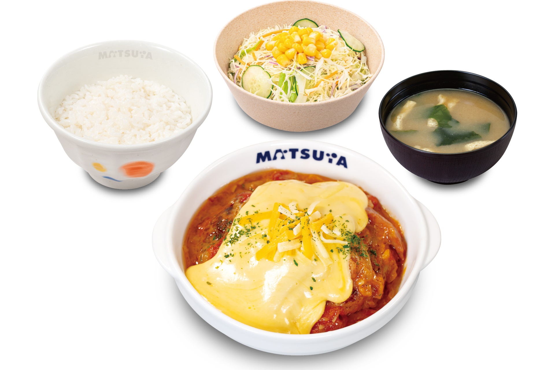 煮込みキャベツのチーズトマトハンバーグ定食