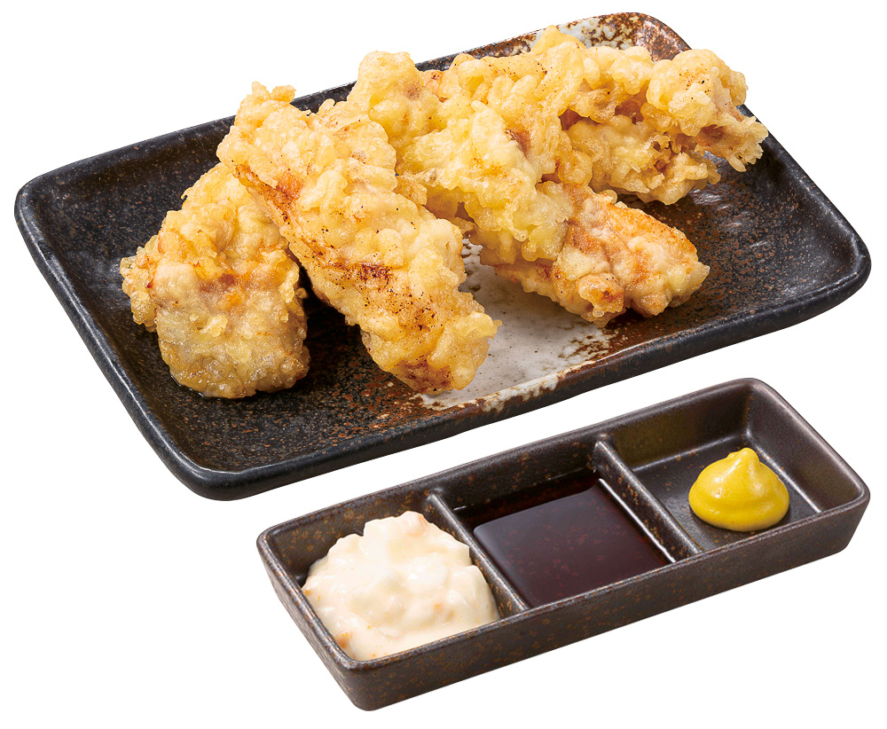 「とり天 単品（4個）」（429円/券売機店舗は430円）