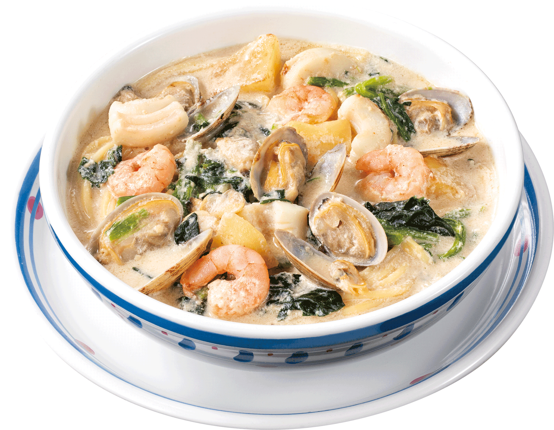 海の幸の豆乳スープパスタ