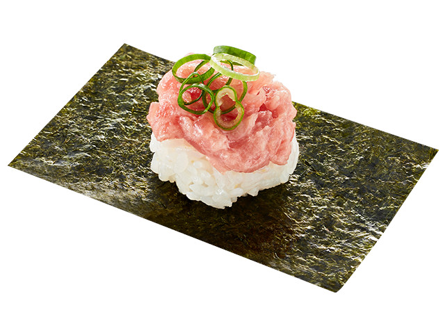 「プレミアムねぎとろ包み～みなみ鮪使用～」（一貫110円）