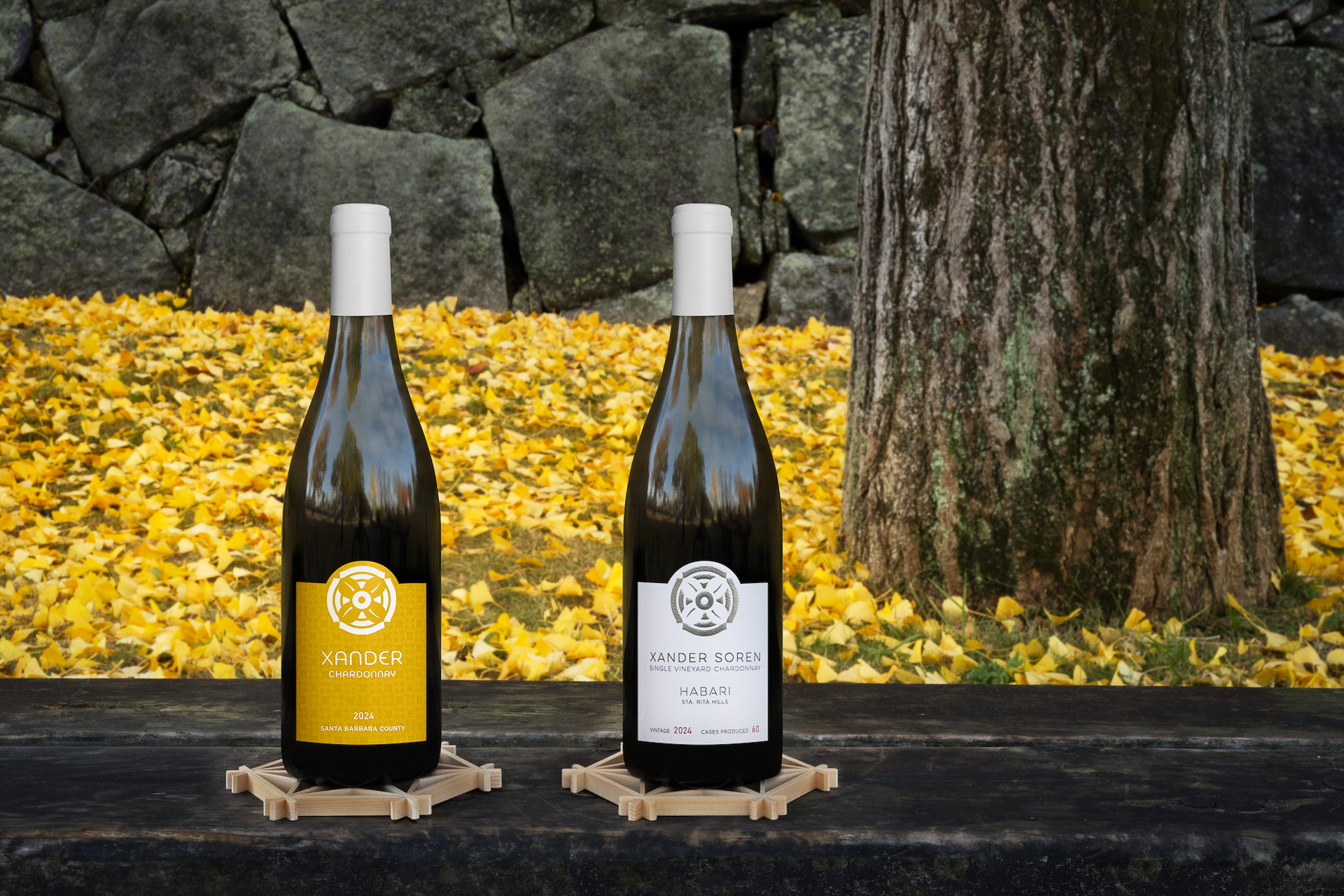 「2024 ザンダー シャルドネ サンタ・バーバラ・カウンティ セントラルコースト」（左）と「2024 HABARI（葉張）シャルドネ サンタ・リタ・ヒルズ セントラルコースト」（右）