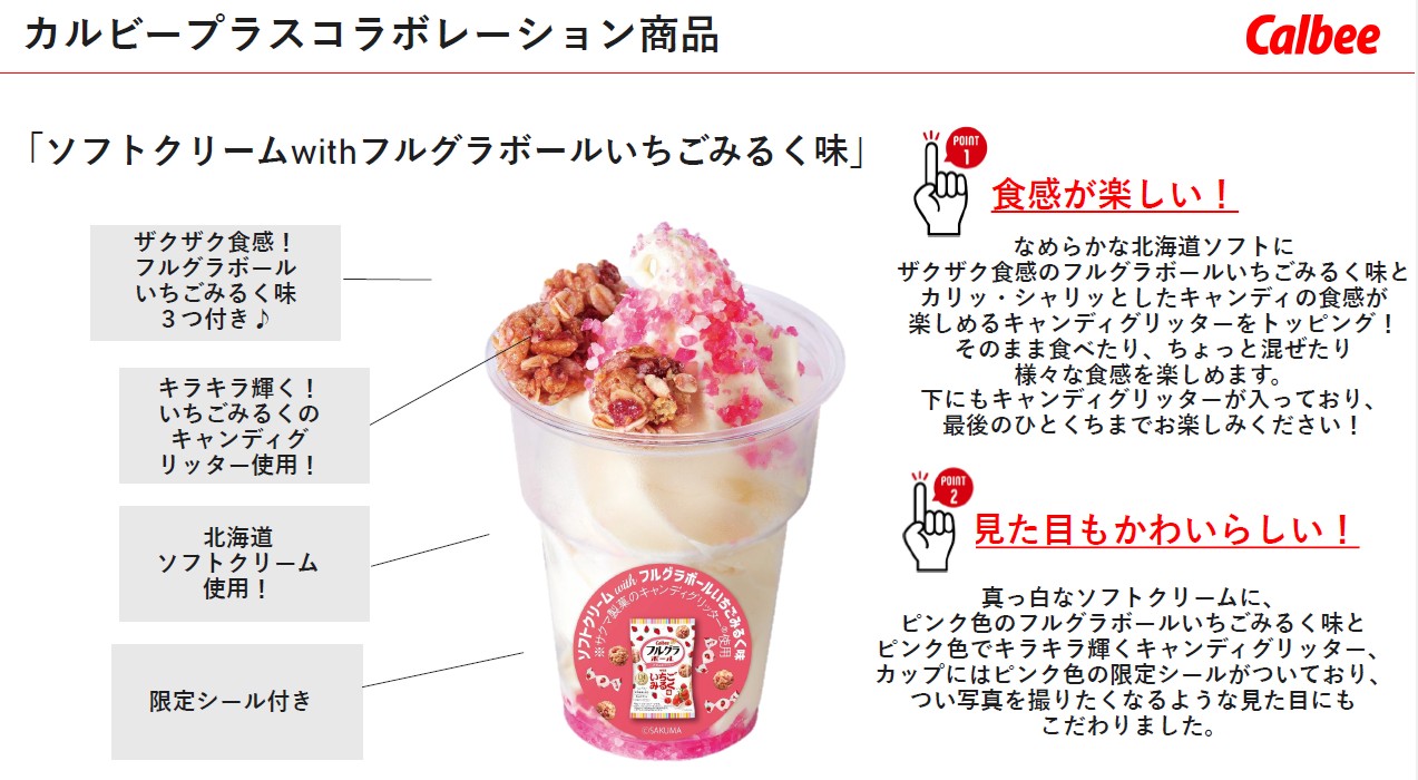 ソフトクリームwithフルグラボールいちごみるく味