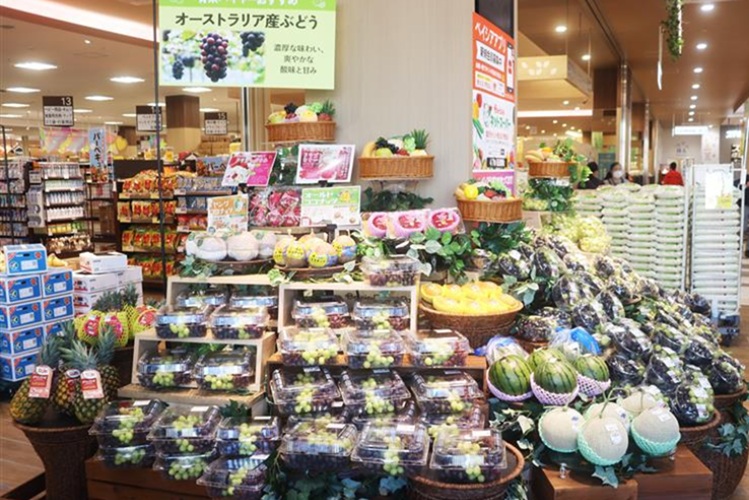 食品側入口青果コーナーは季節感あふれる売場