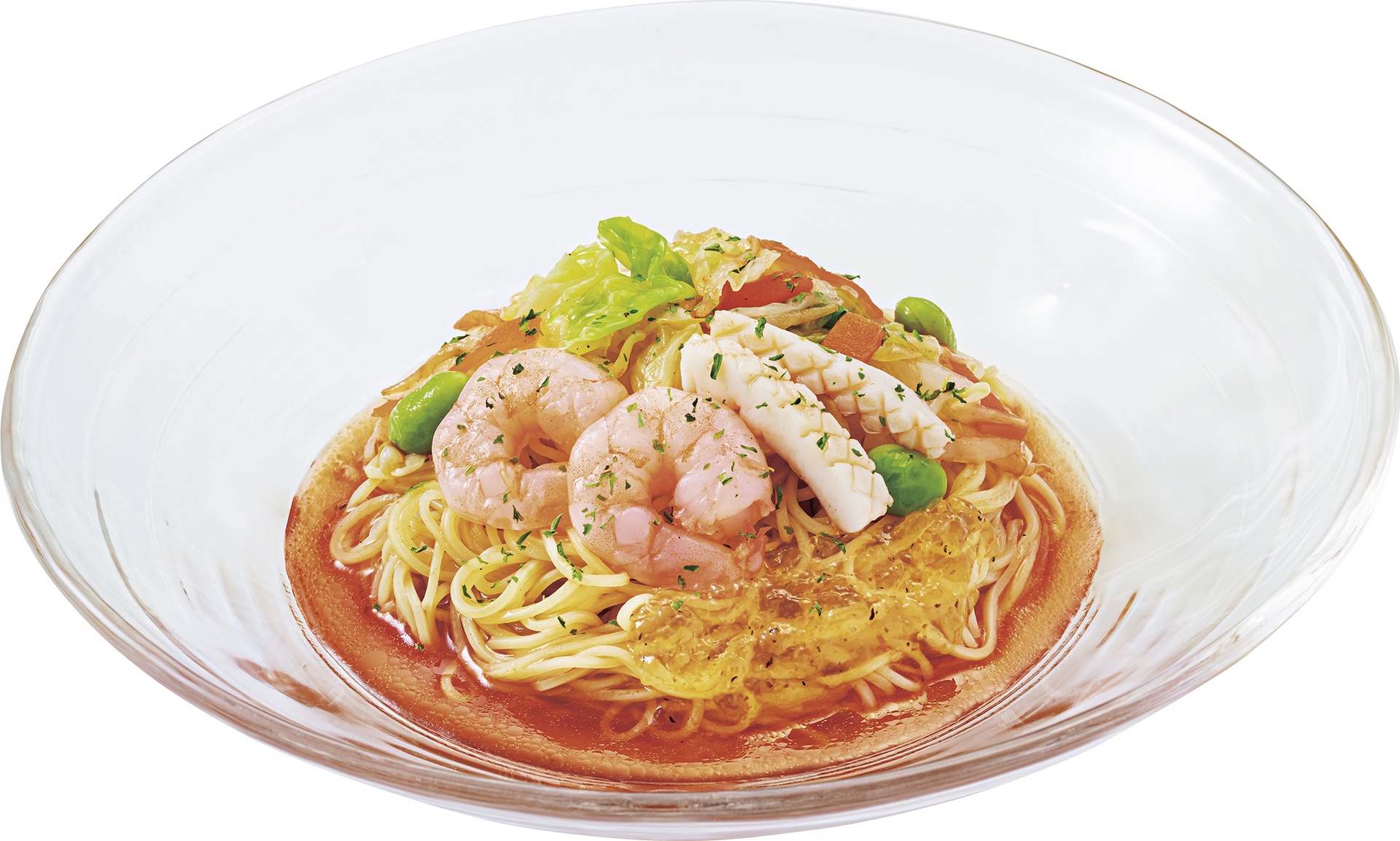 トマト海鮮野菜涼風麺 レモンジュレ添え