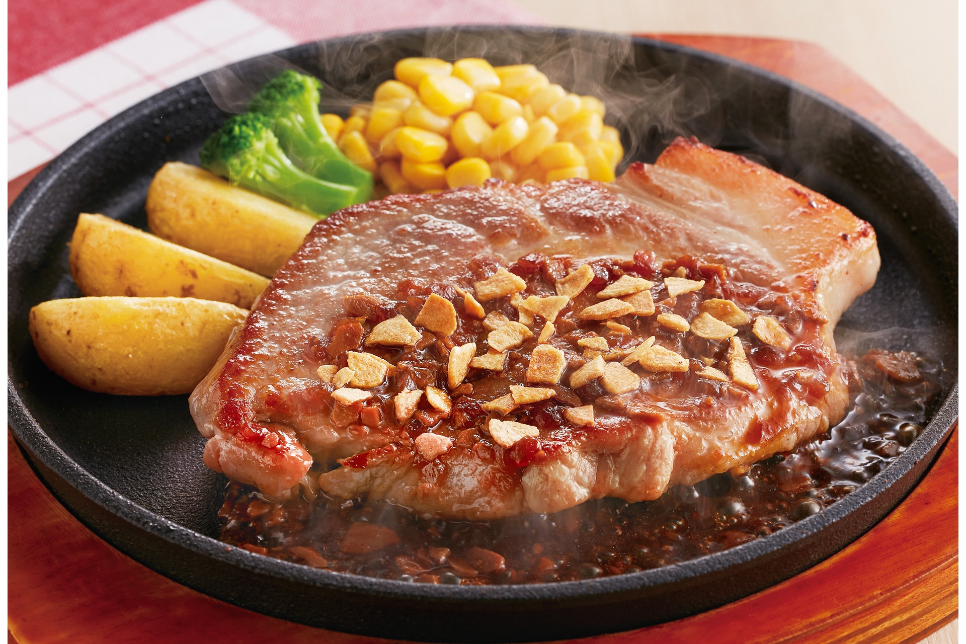 肉旨！厚切り豚肩ロースステーキにんにく醤油