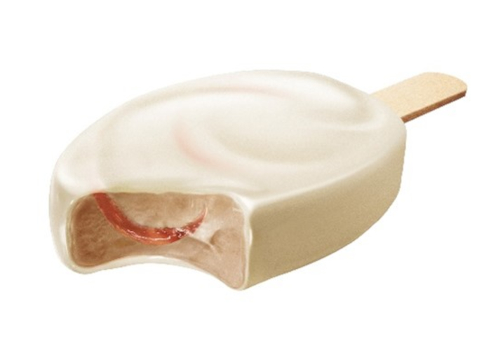 アイスの中に甘くジューシーな白桃ソースをうずまき状に加え、本格スイーツのような味わいを実現