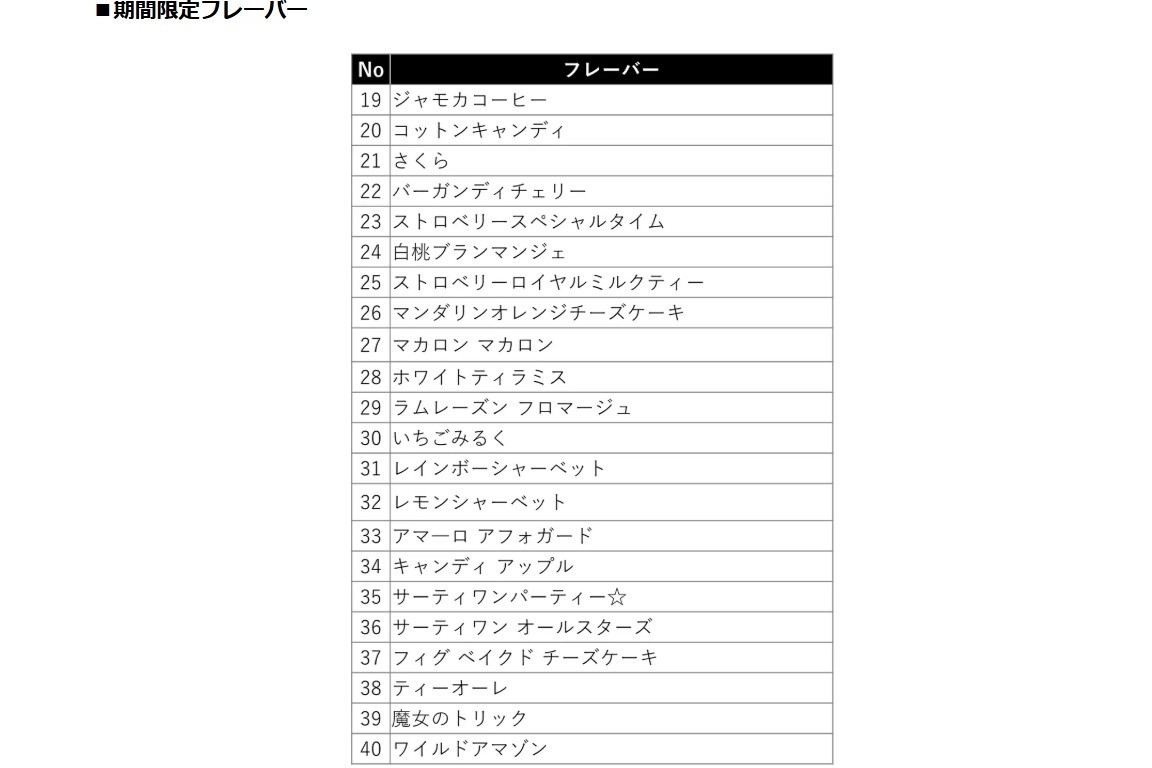 期間限定フレーバー