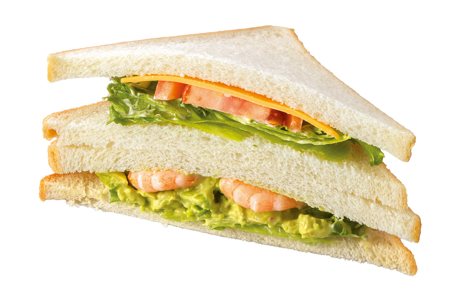 「エビアボカド＆フレッシュ野菜のコンビサンド」（440円）