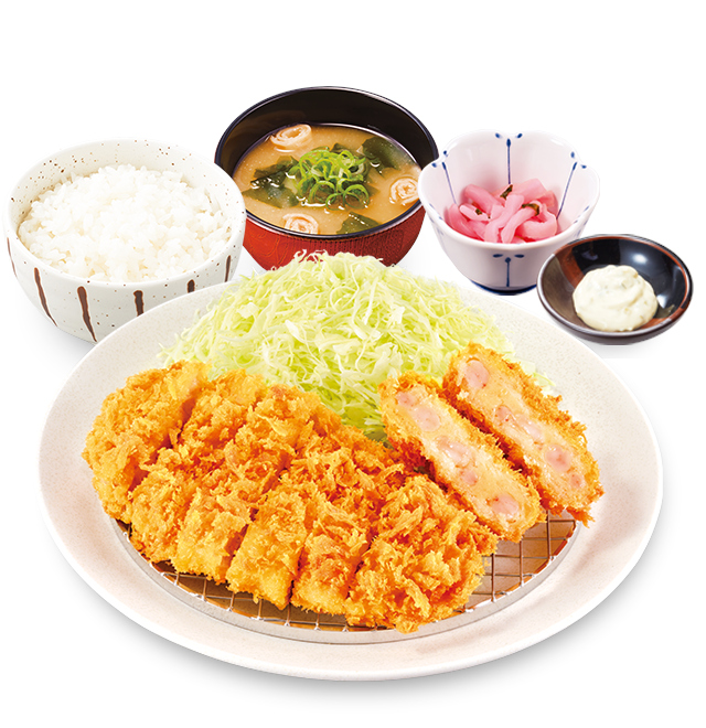 「ぷりっぷり海老かつと熟成ロースかつ定食」（990円）
