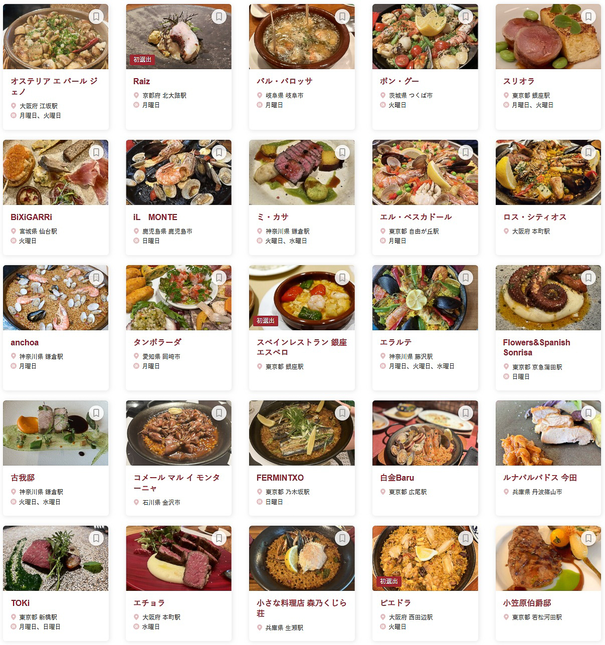 「食べログ スペイン料理 百名店 2026」に選ばれた100店