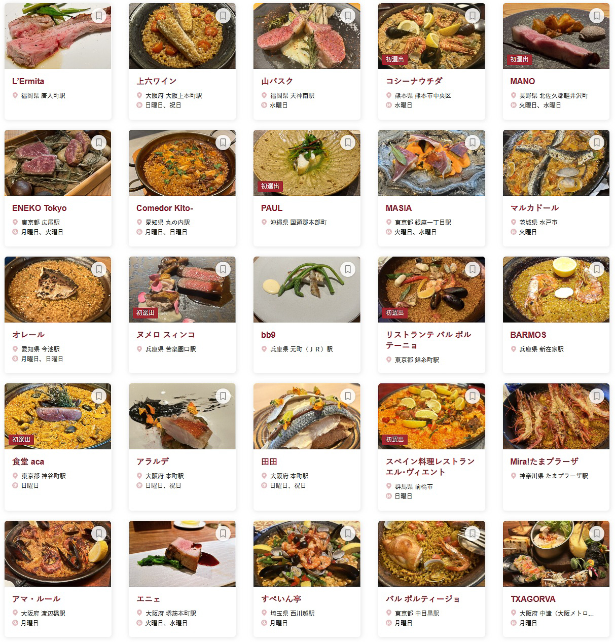 「食べログ スペイン料理 百名店 2026」に選ばれた100店