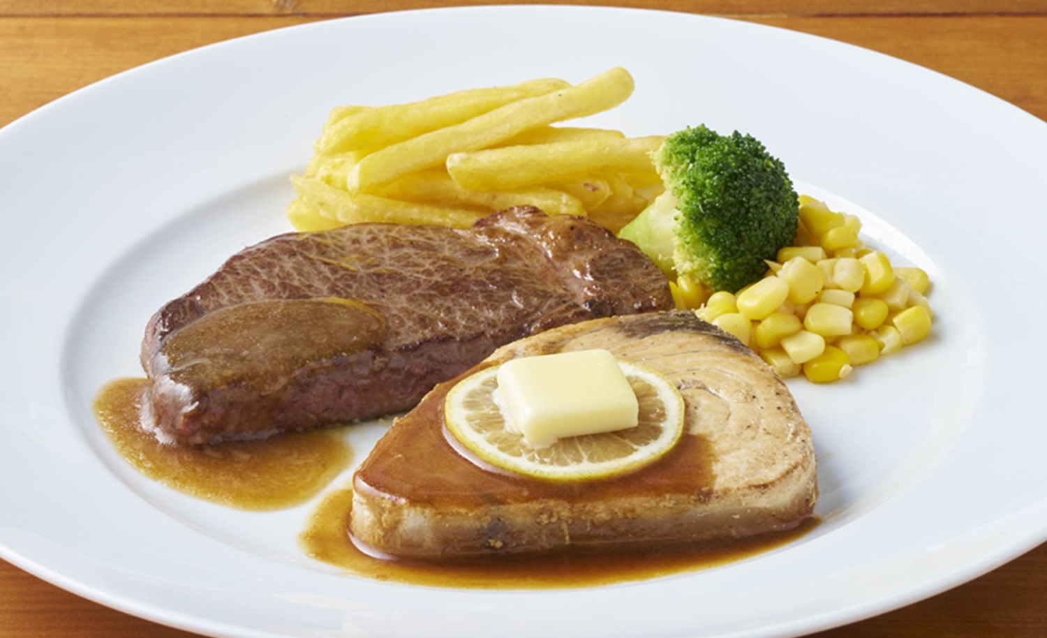 「サーロインステーキ140g＆メカジキソテー」