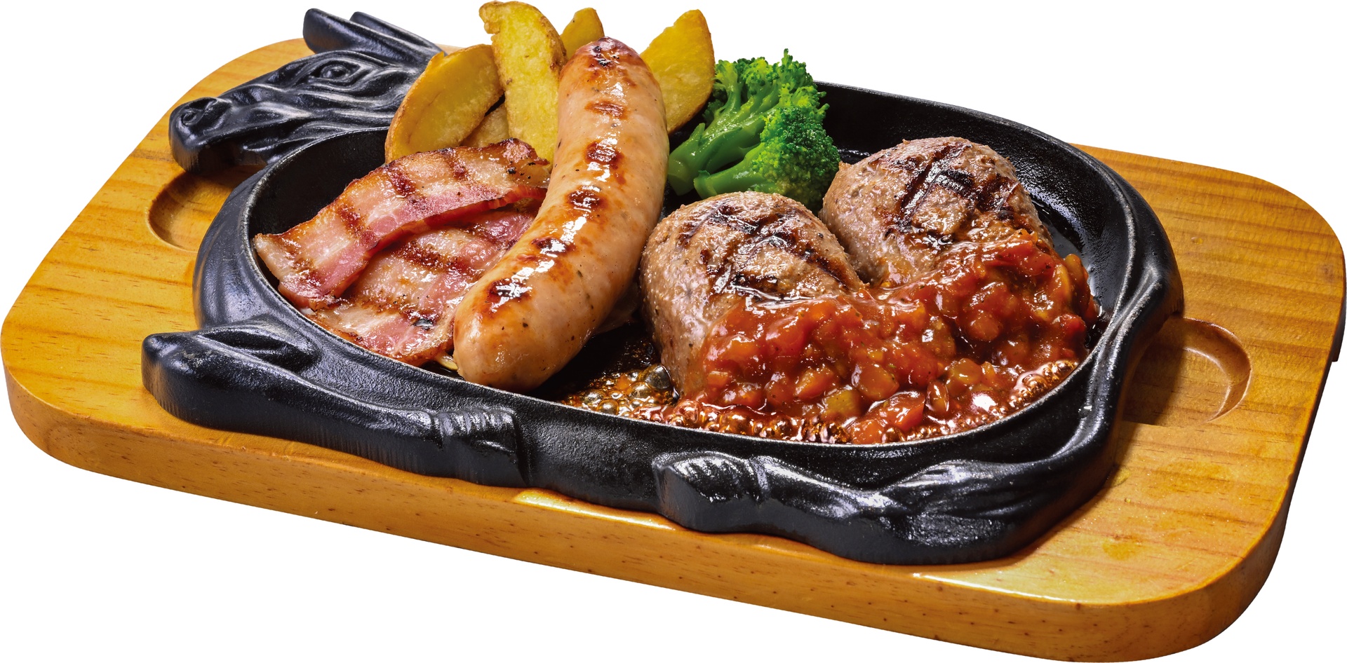 スモークBBQ大俵ハンバーグのトリプルグリル