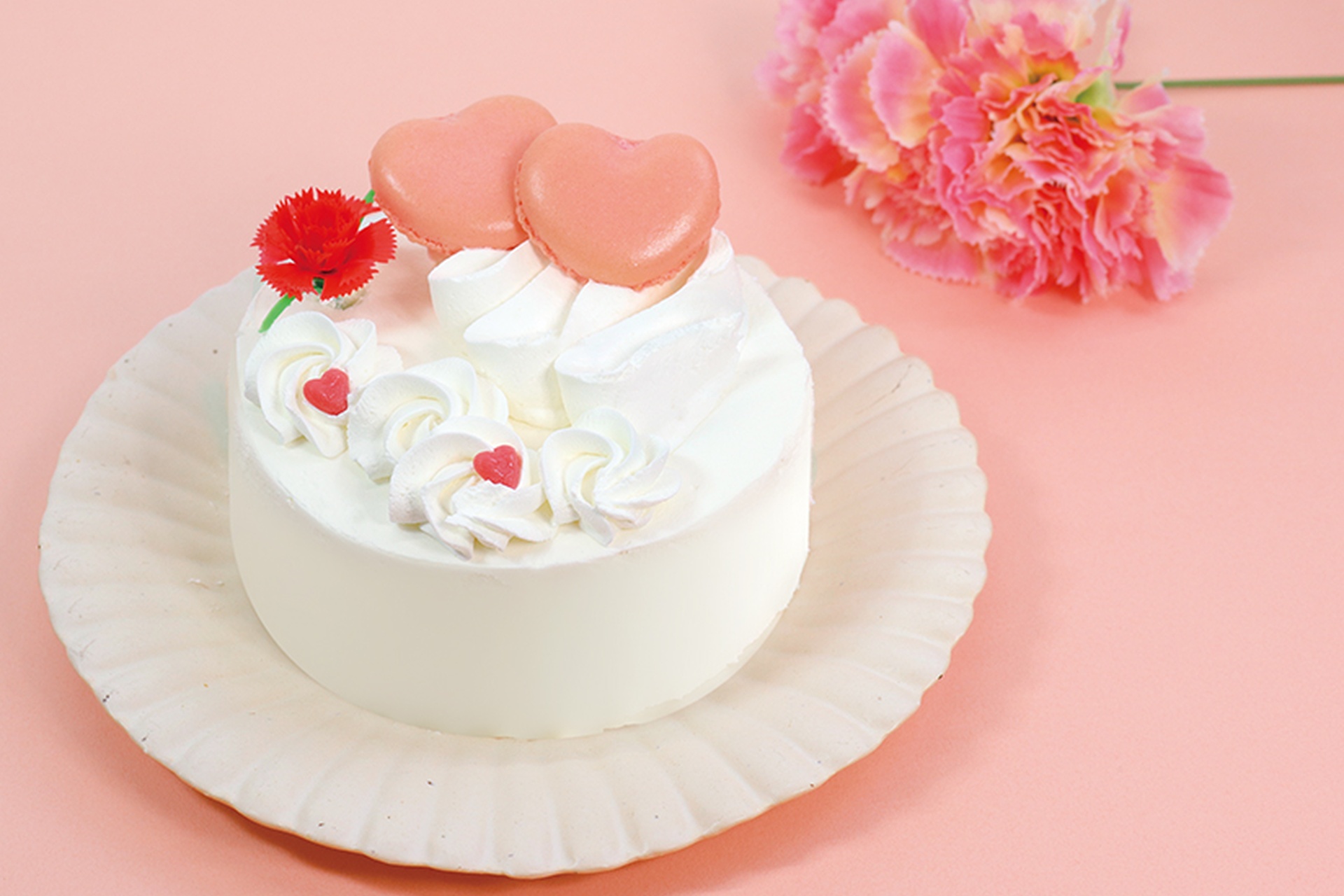 母の日 ハートのフラワーケーキ