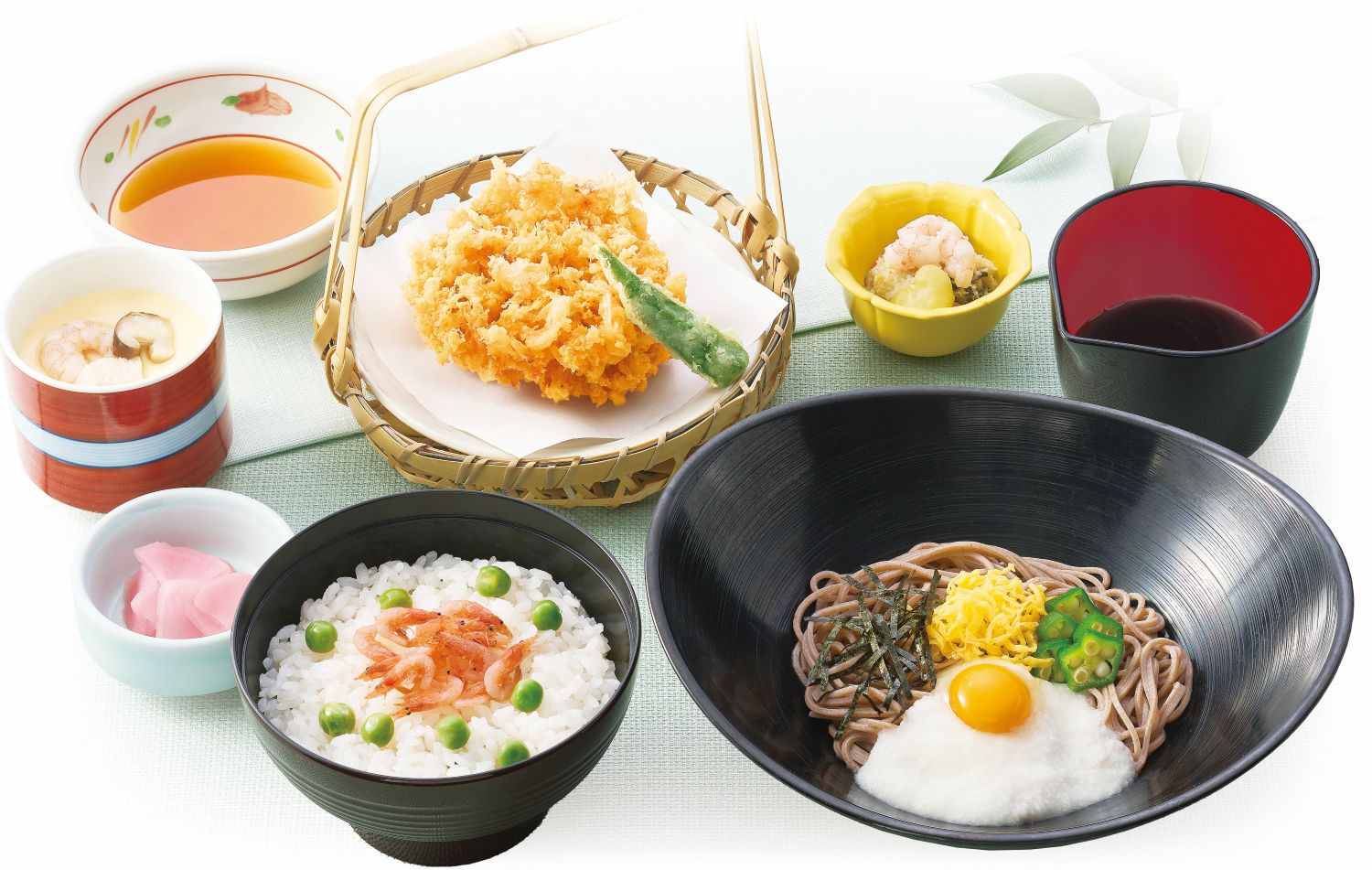 豆ごはんと月見とろろそば膳