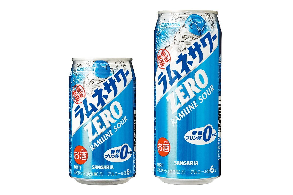 「サンガリア ゼロサワーラムネ」（350mL缶 114円/500mL缶 150円）