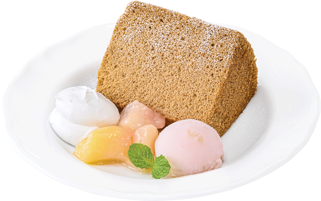 「ごろっと白桃の紅茶シフォンケーキ」（539円）