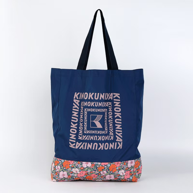 紀ノ国屋 リバティプリント エコバッグ ネイビー