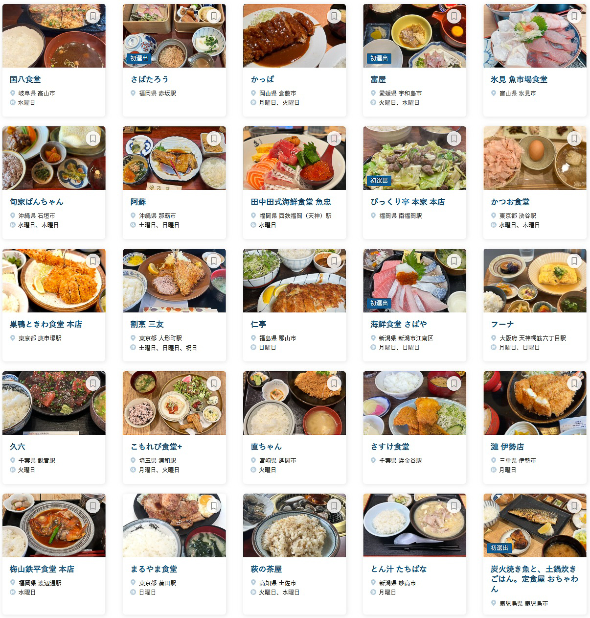 「食べログ 食堂 百名店 2026」に選ばれた100店